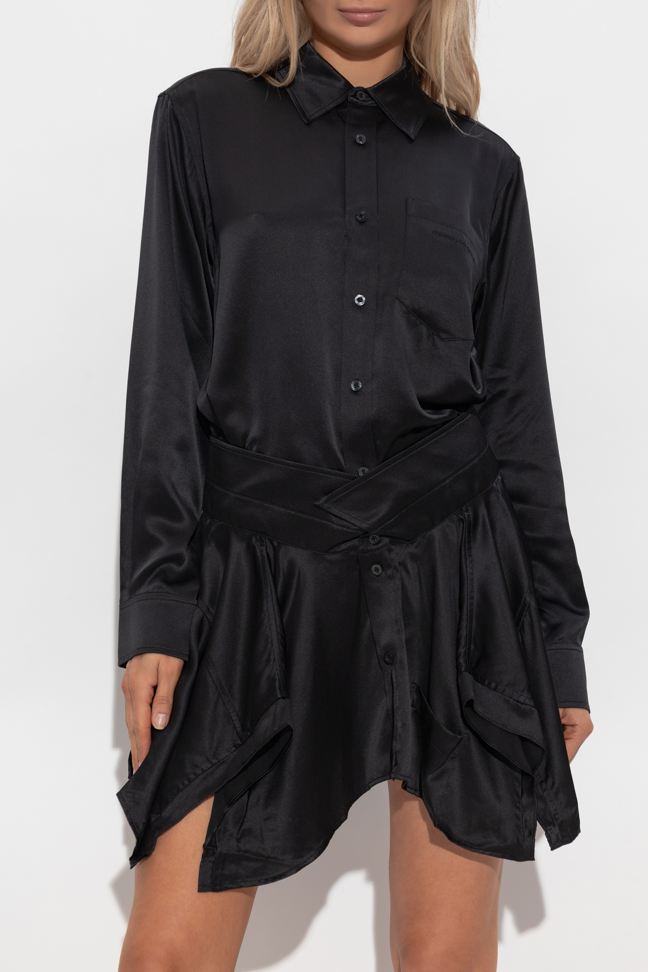 Black Silk dress with asymmetric hem T by Alexander Wang